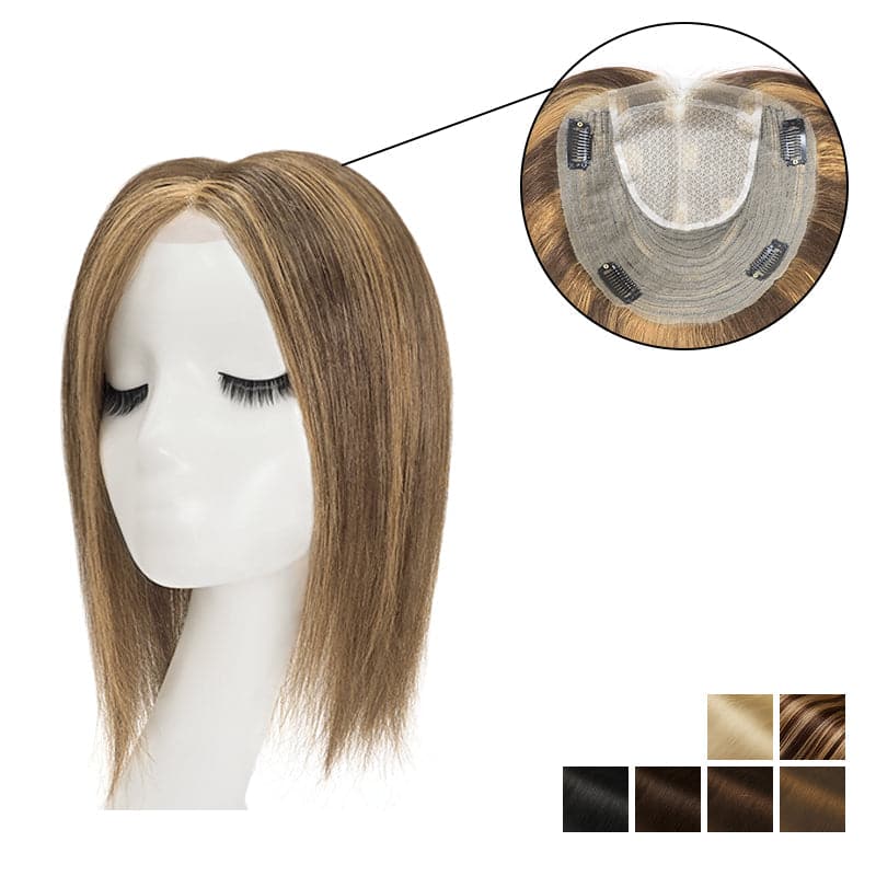 Lace Human Hair Topper 19*19cm Base For Hair Loss Black Brown Blonde All Shades