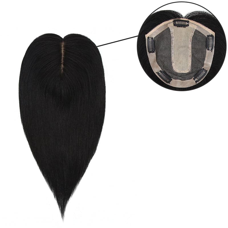 Black Human Hair Topper 15*16 Silk Base For Women