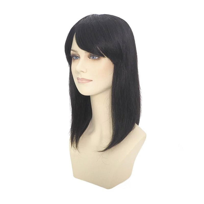 Natural Black Human Hair Topper With Bangs For Women Hair Loss 13*13 cm Silk Base