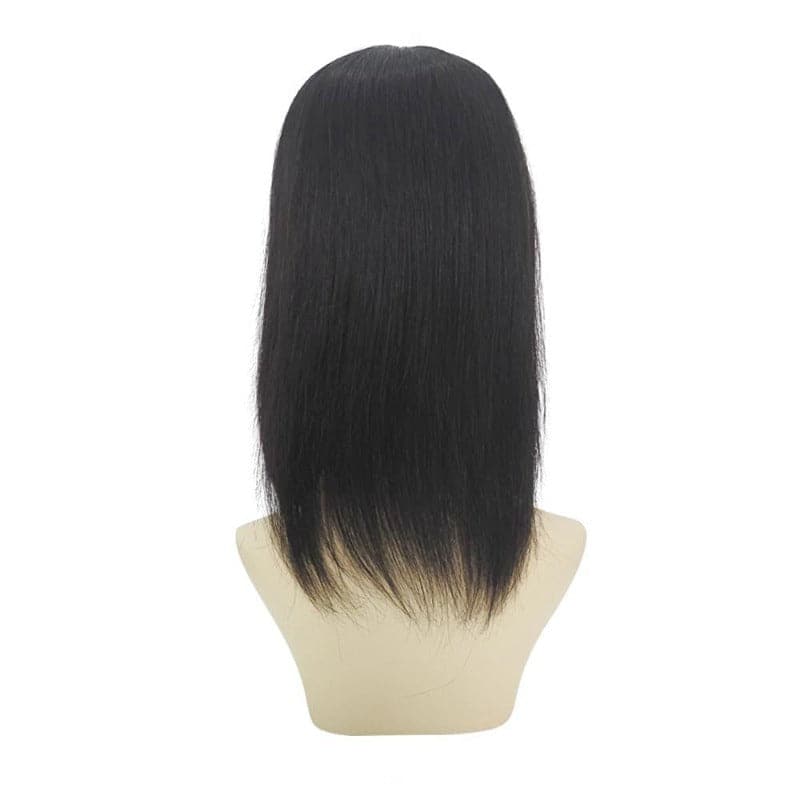 Natural Black Human Hair Topper With Bangs For Women Hair Loss 13*13 cm Silk Base