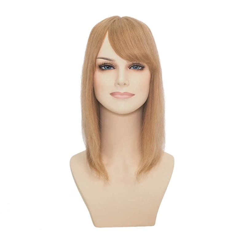 Dark Blonde Human Hair Topper With Bang For Women Hair Loss 13*13cm Silk Base
