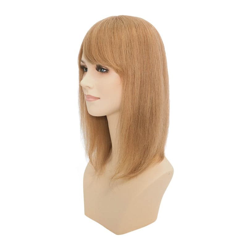 Dark Blonde Human Hair Topper With Bang For Women Hair Loss 13*13cm Silk Base