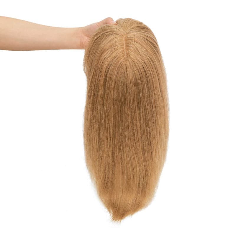 Dark Blonde Human Hair Topper With Bang For Women Hair Loss 13*13cm Silk Base