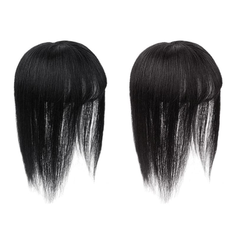 Black Human Hair Topper With Bang 10*10 Base For Women Thinning Crown