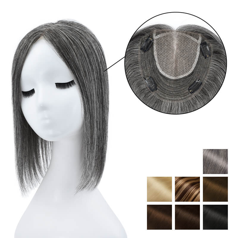 Lace Human Hair Topper 19*19cm Base For Hair Loss Black Brown Blonde All Shades