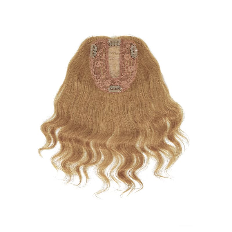 Susan  Wavy Human Hair Topper For Thinning Crown 10*12cm Silk Base Light Auburn