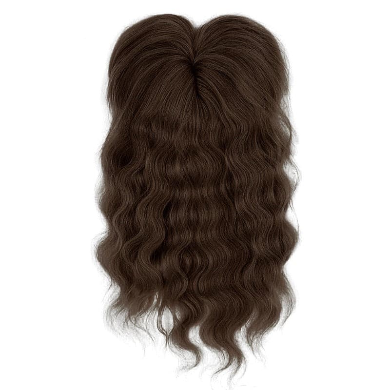 Wavy Human Hair Topper With Bangs For Women Thinning Crown 13*13cm Silk Base All Shades