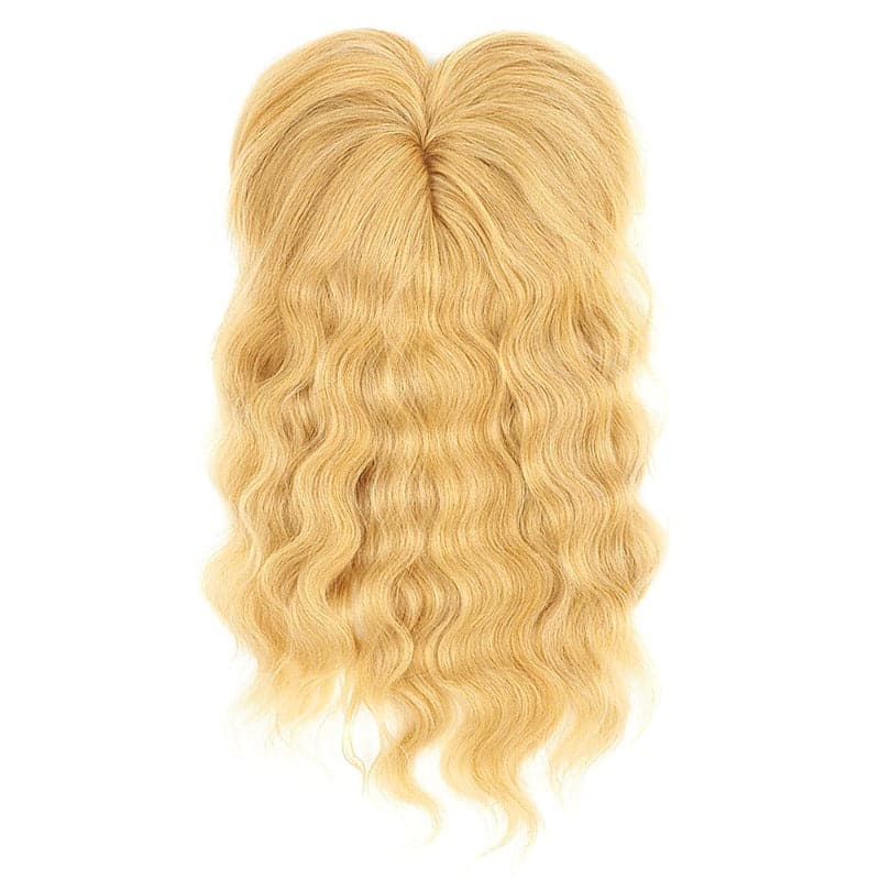 Wavy Human Hair Topper With Bangs For Women Thinning Crown 13*13cm Silk Base All Shades