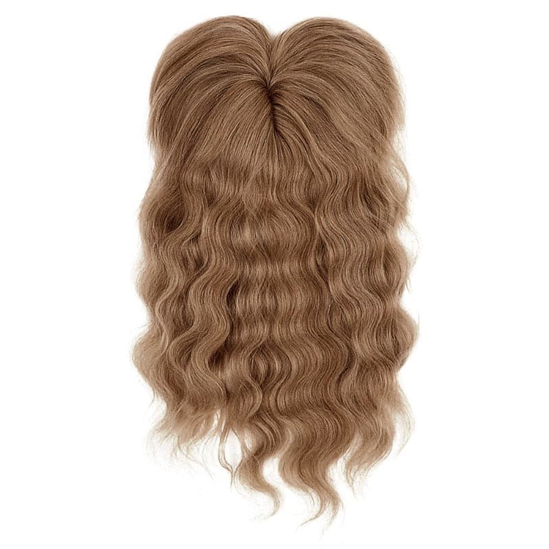 Wavy Human Hair Topper With Bangs For Women Thinning Crown 13*13cm Silk Base All Shades