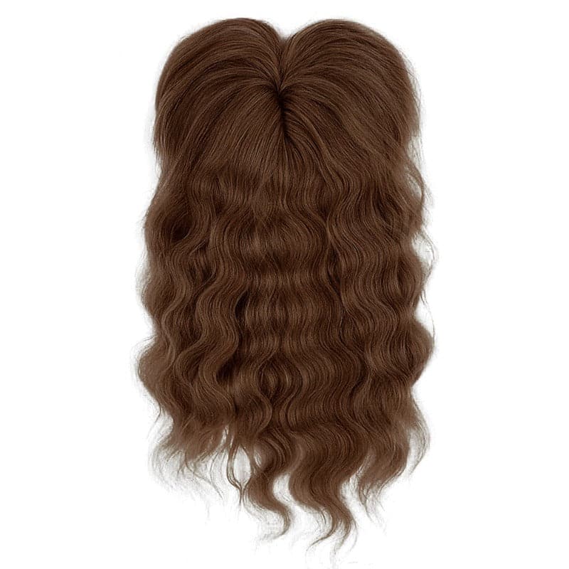 Wavy Human Hair Topper With Bangs For Women Thinning Crown 13*13cm Silk Base All Shades