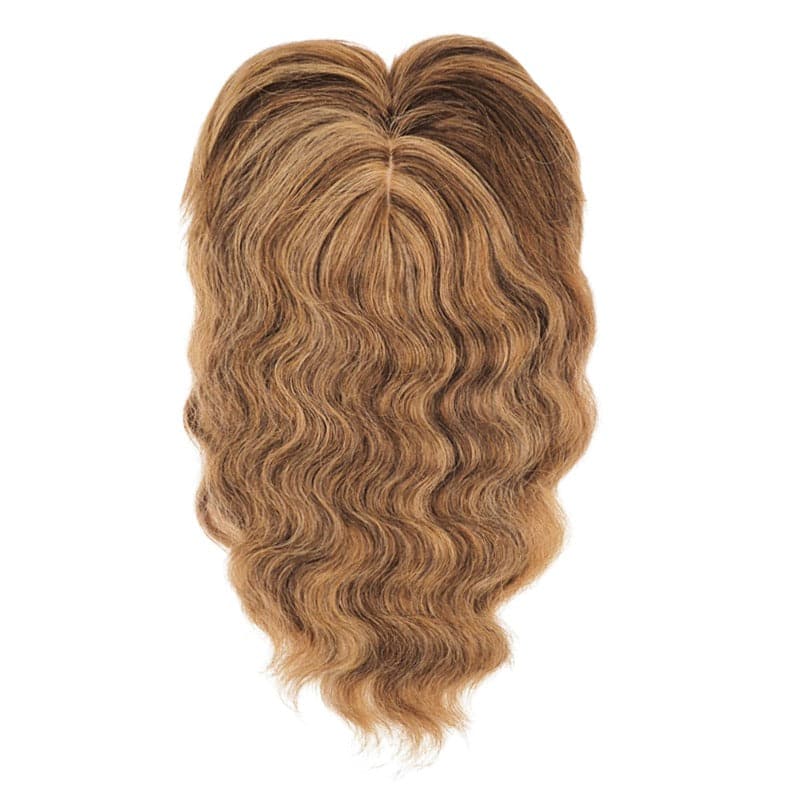 Wavy Human Hair Topper With Bangs For Women Thinning Crown 13*13cm Silk Base All Shades