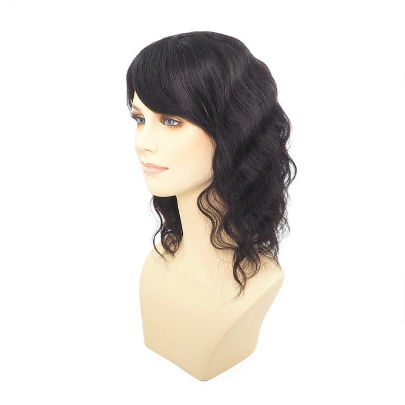 Natural Black Human Hair Topper With Bangs For Women Hair Loss 13*13 cm Silk Base