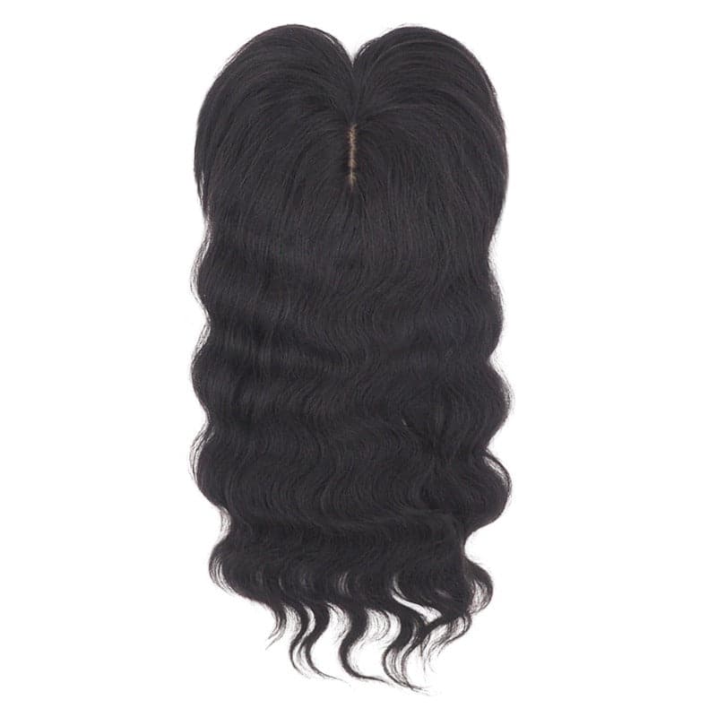 Natural Black Human Hair Topper With Bangs For Women Hair Loss 13*13 cm Silk Base