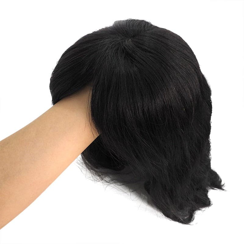 Natural Black Human Hair Topper With Bangs For Women Hair Loss 13*13 cm Silk Base