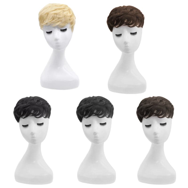 Human Hairpiece With Bangs For Women Short Hair 16*19cm Mono Base Topper Black Brown Blonde