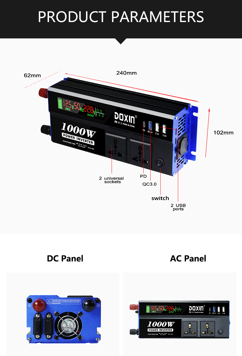 DC 12v/24v Auto to AC 220v Power Inverter