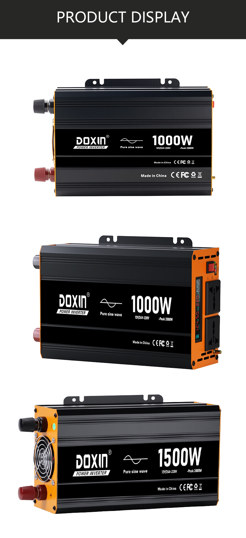 DC 48v/60v Auto to AC 220v Power Inverter 1000w/1500kw/2000kw Pure Sine Wave
