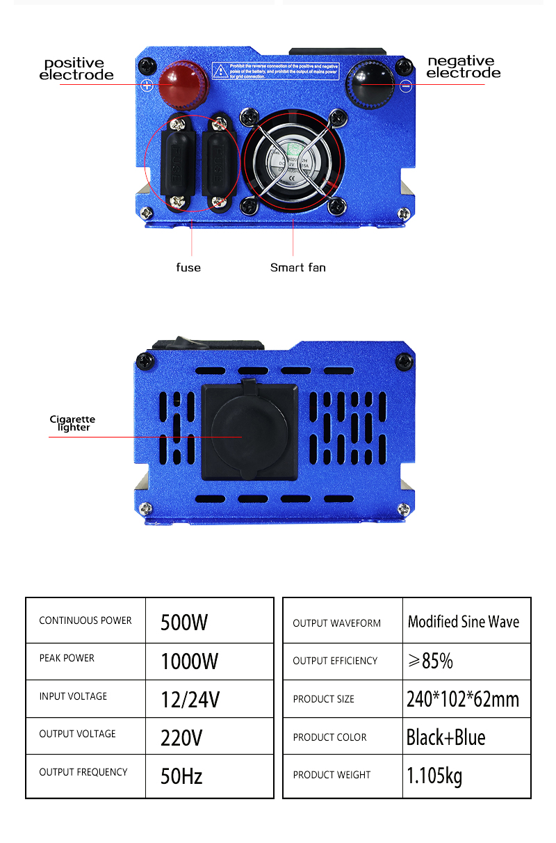 DC 12v/24v Auto to AC 220v Power Inverter