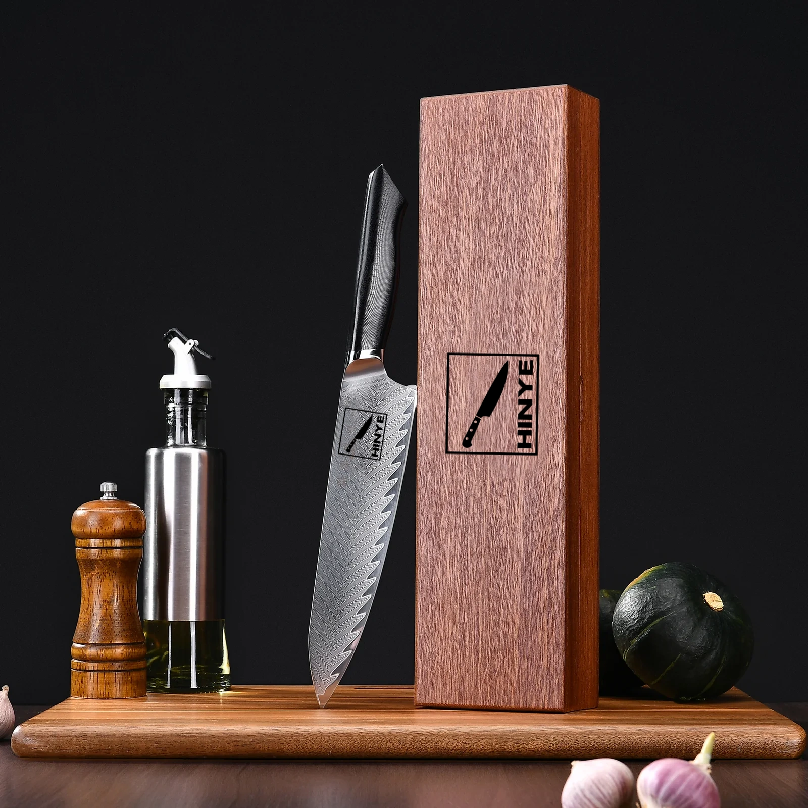 Hinye-Helix 8" Chef In Wood Box