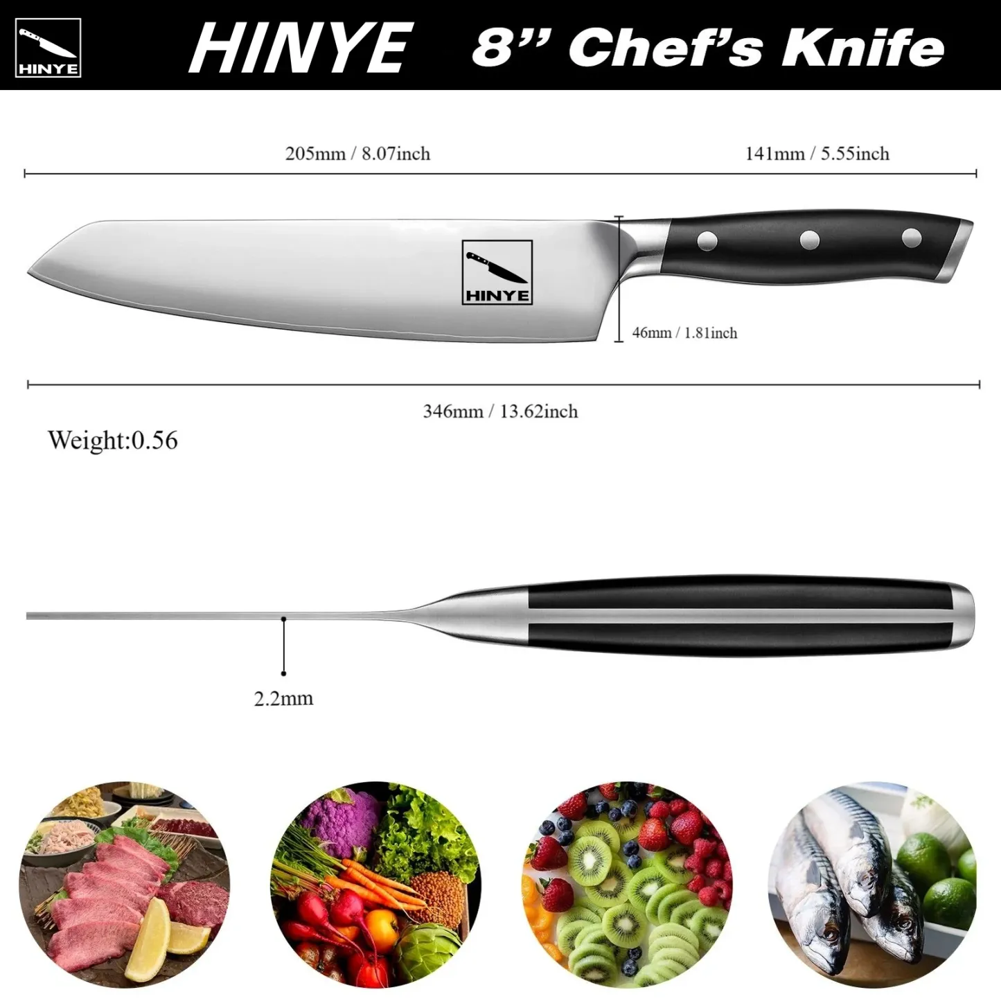 Hinye-Stahl Tri-ply 8" Chef