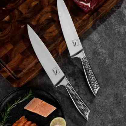 Hinye- 8" Hollow Handle Embossed Chef's Knife