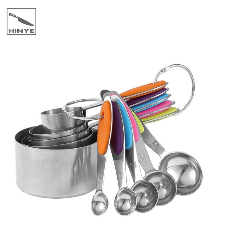 Hinye-Baking Measuring Spoons and Cups Stainless Steel with Silicone H