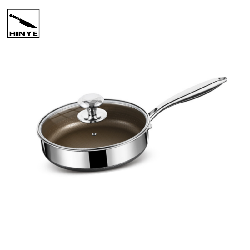 Hinye-316L stainless steel titanium honeycomb non-stick frying pan for household omelette and steak