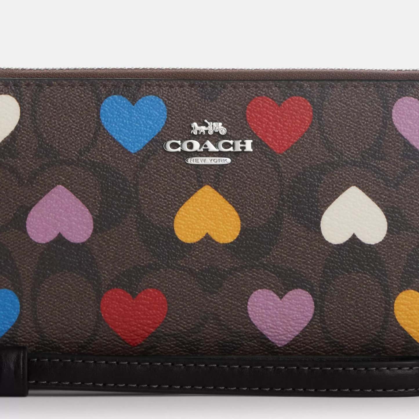 Cokhjgach Outlet Long Zip Around Wallet In Signature Canvas With Heart Print