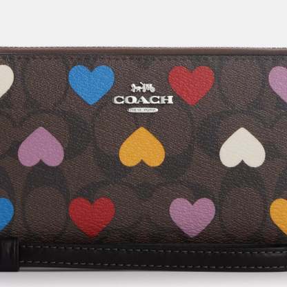 Cokhjgach Outlet Long Zip Around Wallet In Signature Canvas With Heart Print