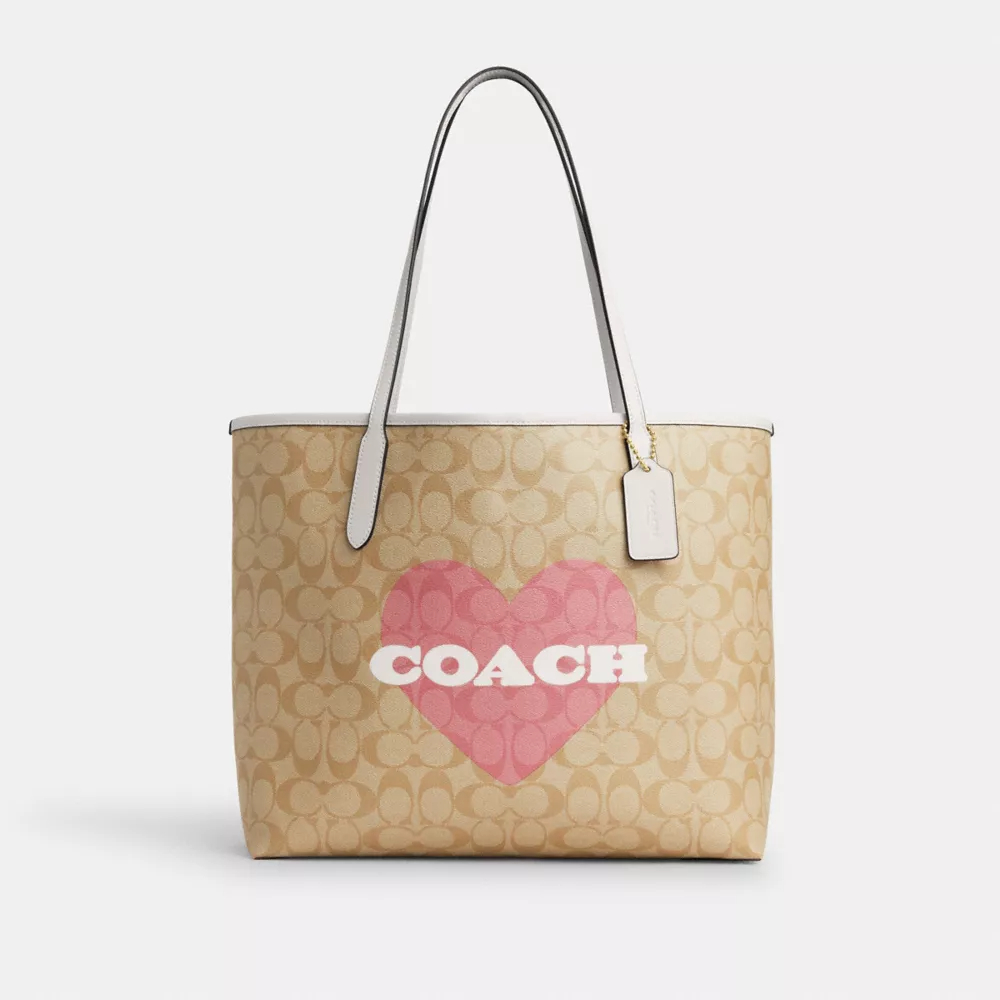 Cokhjgach City Tote In Signature Canvas With Heart Print