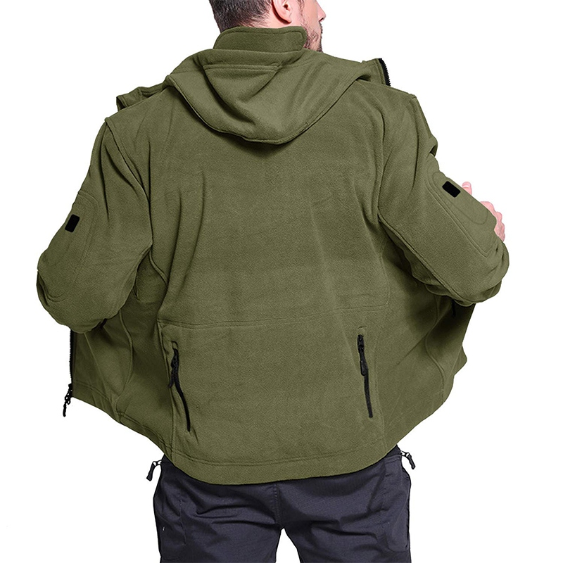 Men's Military Fleece Jackets Zip Up Hoodies Windbreakers Warm Hiking Camping Hunting Tactical Winter Coats with 6 Zip Pockets