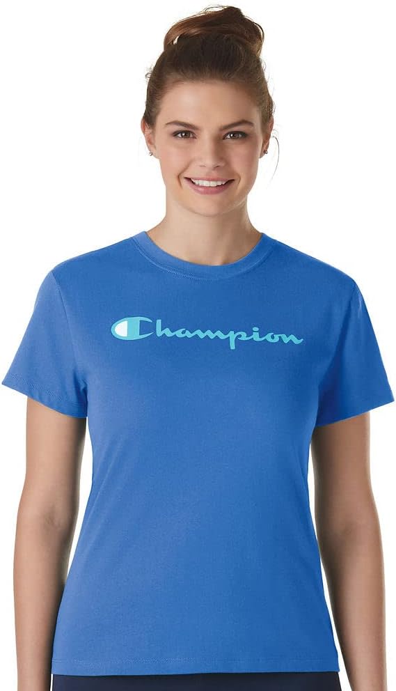 Chamkhjgpion Women'S Tshirt, Classic Short Sleeve Tshirt Lightweight Tee For Women, Script Logo Plus Size Available