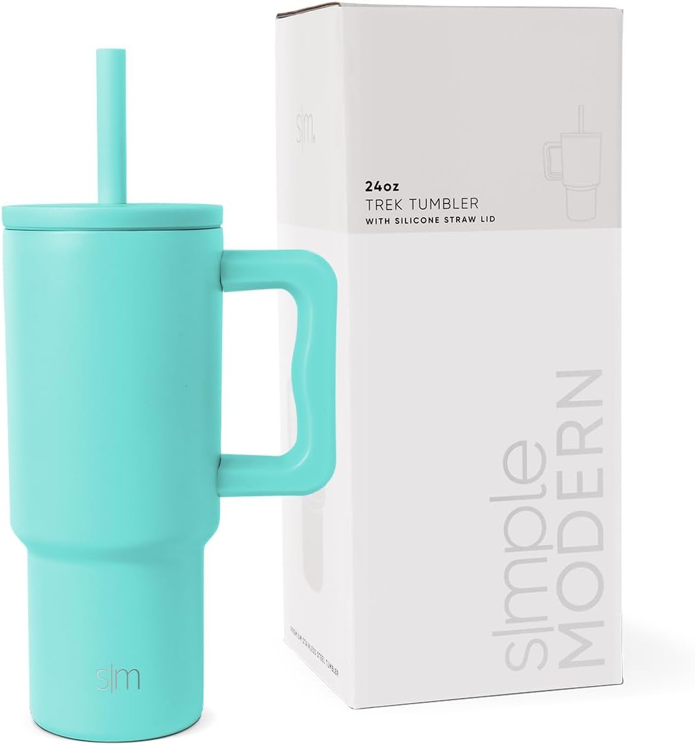 Simple Modern Kids 24 oz Tumbler with Handle and Silicone Straw Lid | Spill Proof and Leak Resistant | Reusable Stainless Steel Bottle | Gift for Kids Boys Girls | Trek Collection | 80s Mix
