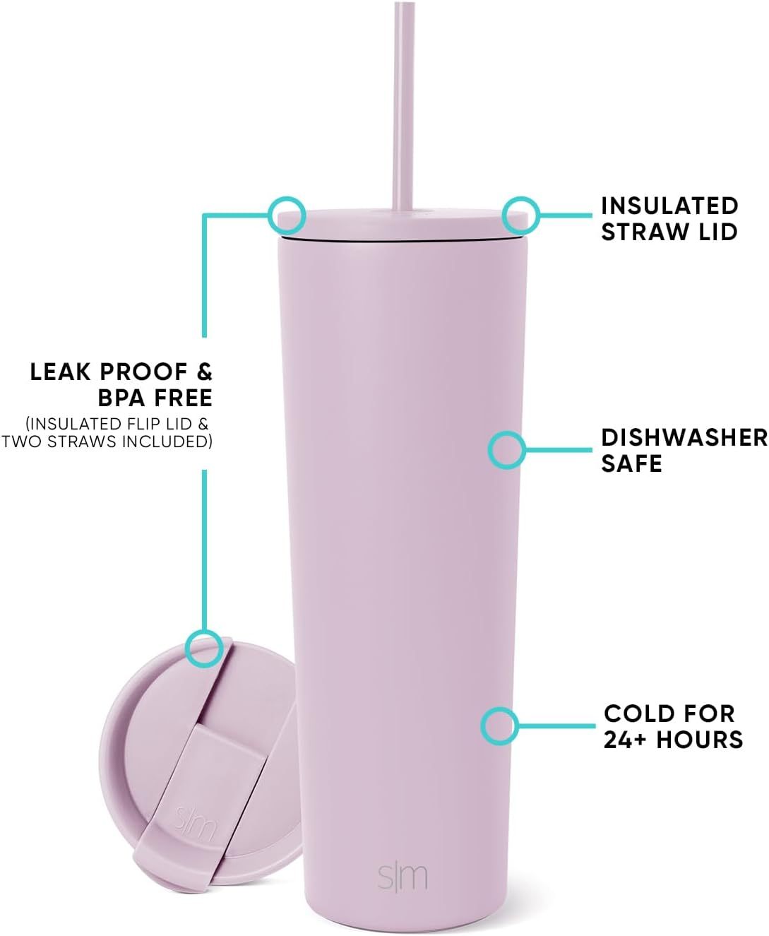 Simple Modern Insulated Tumbler with Lid and Straw | Iced Coffee Cup Reusable Stainless Steel Water Bottle Travel Mug | Gifts for Women Men Her Him | Classic Collection | 24oz | Retro Mint