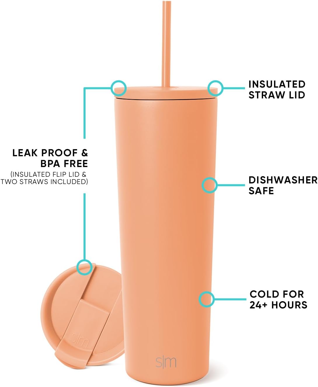 Simple Modern Insulated Tumbler with Lid and Straw | Iced Coffee Cup Reusable Stainless Steel Water Bottle Travel Mug | Gifts for Women Men Her Him | Classic Collection | 24oz | Retro Mint