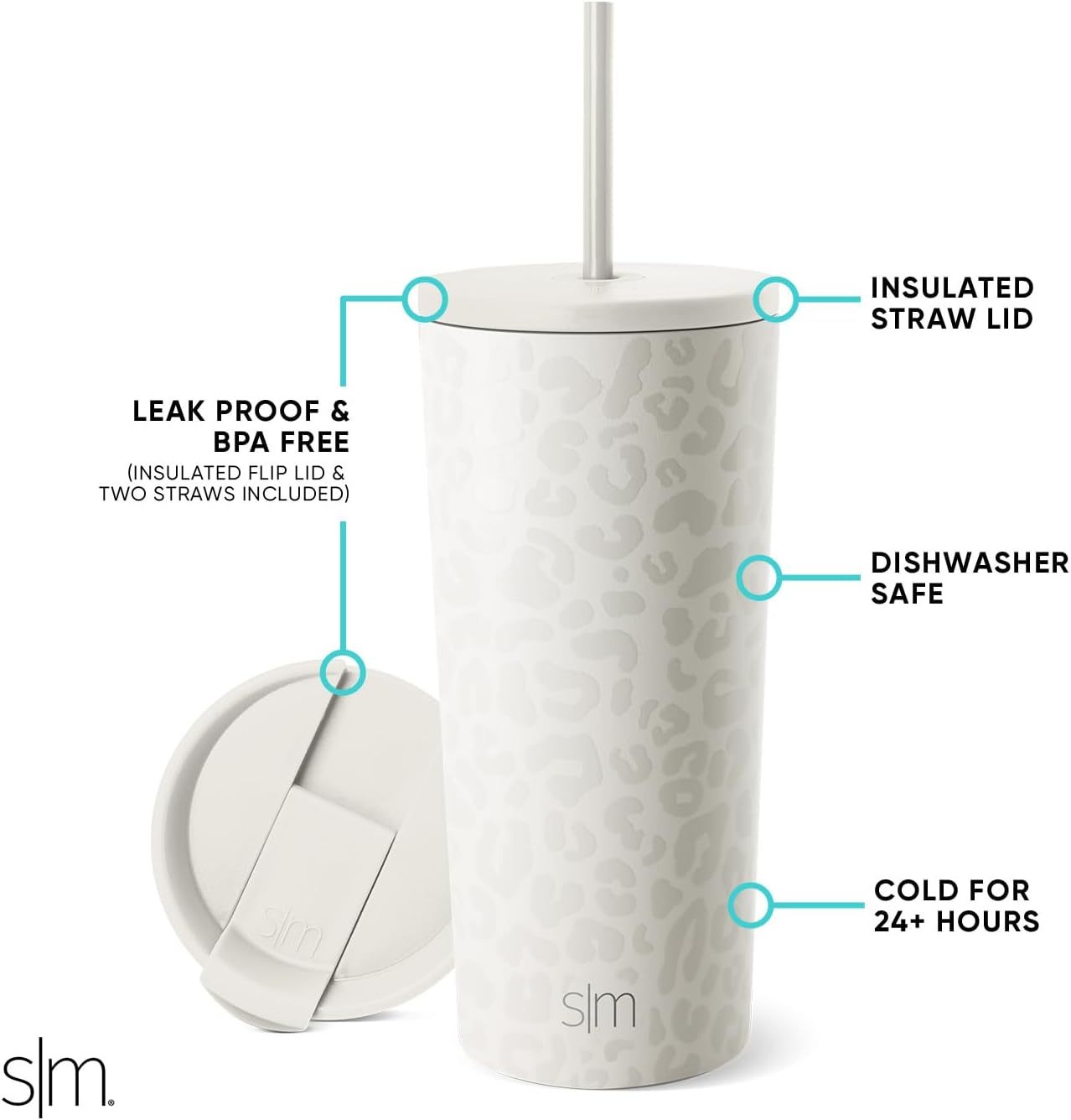 Simple Modern Insulated Tumbler with Lid and Straw | Iced Coffee Cup Reusable Stainless Steel Water Bottle Travel Mug | Gifts for Women Men Her Him | Classic Collection | 24oz | Retro Mint