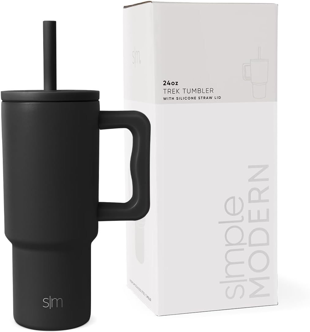 Simple Modern Kids 24 oz Tumbler with Handle and Silicone Straw Lid | Spill Proof and Leak Resistant | Reusable Stainless Steel Bottle | Gift for Kids Boys Girls | Trek Collection | 80s Mix
