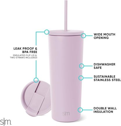 Simple Modern Insulated Tumbler with Lid and Straw | Iced Coffee Cup Reusable Stainless Steel Water Bottle Travel Mug | Gifts for Women Men Her Him | Classic Collection | 24oz | Retro Mint