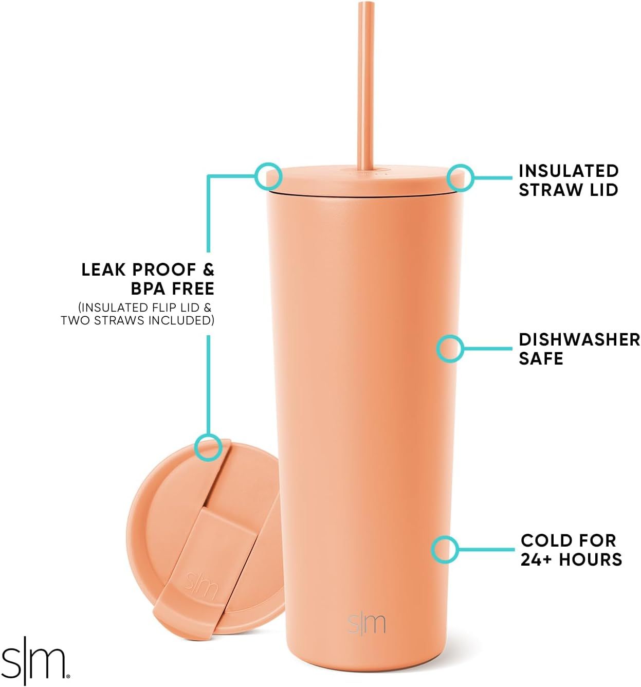 Simple Modern Insulated Tumbler with Lid and Straw | Iced Coffee Cup Reusable Stainless Steel Water Bottle Travel Mug | Gifts for Women Men Her Him | Classic Collection | 24oz | Retro Mint