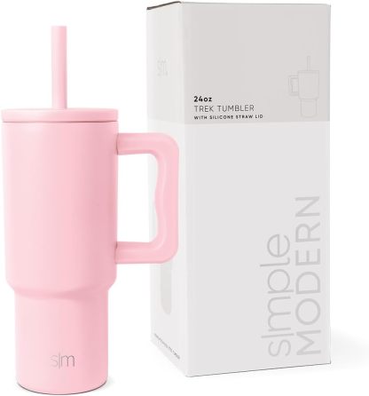 Simple Modern Kids 24 oz Tumbler with Handle and Silicone Straw Lid | Spill Proof and Leak Resistant | Reusable Stainless Steel Bottle | Gift for Kids Boys Girls | Trek Collection | 80s Mix