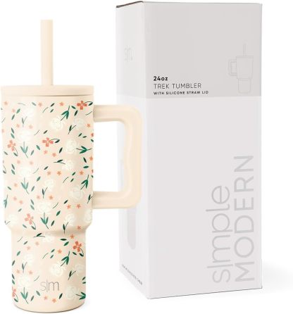 Simple Modern Kids 24 oz Tumbler with Handle and Silicone Straw Lid | Spill Proof and Leak Resistant | Reusable Stainless Steel Bottle | Gift for Kids Boys Girls | Trek Collection | 80s Mix