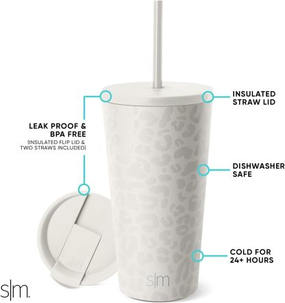 Simple Modern Insulated Tumbler with Lid and Straw | Iced Coffee Cup Reusable Stainless Steel Water Bottle Travel Mug | Gifts for Women Men Her Him | Classic Collection | 24oz | Retro Mint