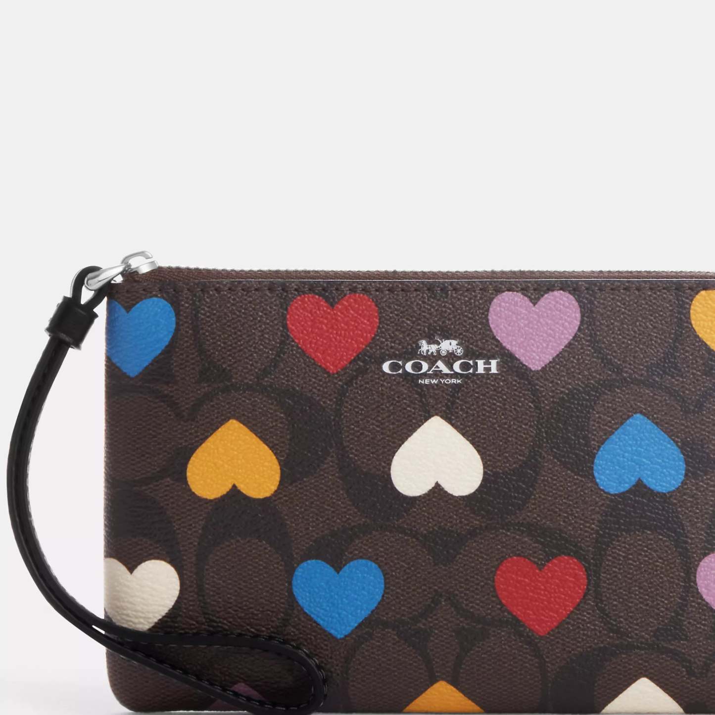 Cokhjgach Outlet Corner Zip Wristlet In Signature Canvas With Heart Print