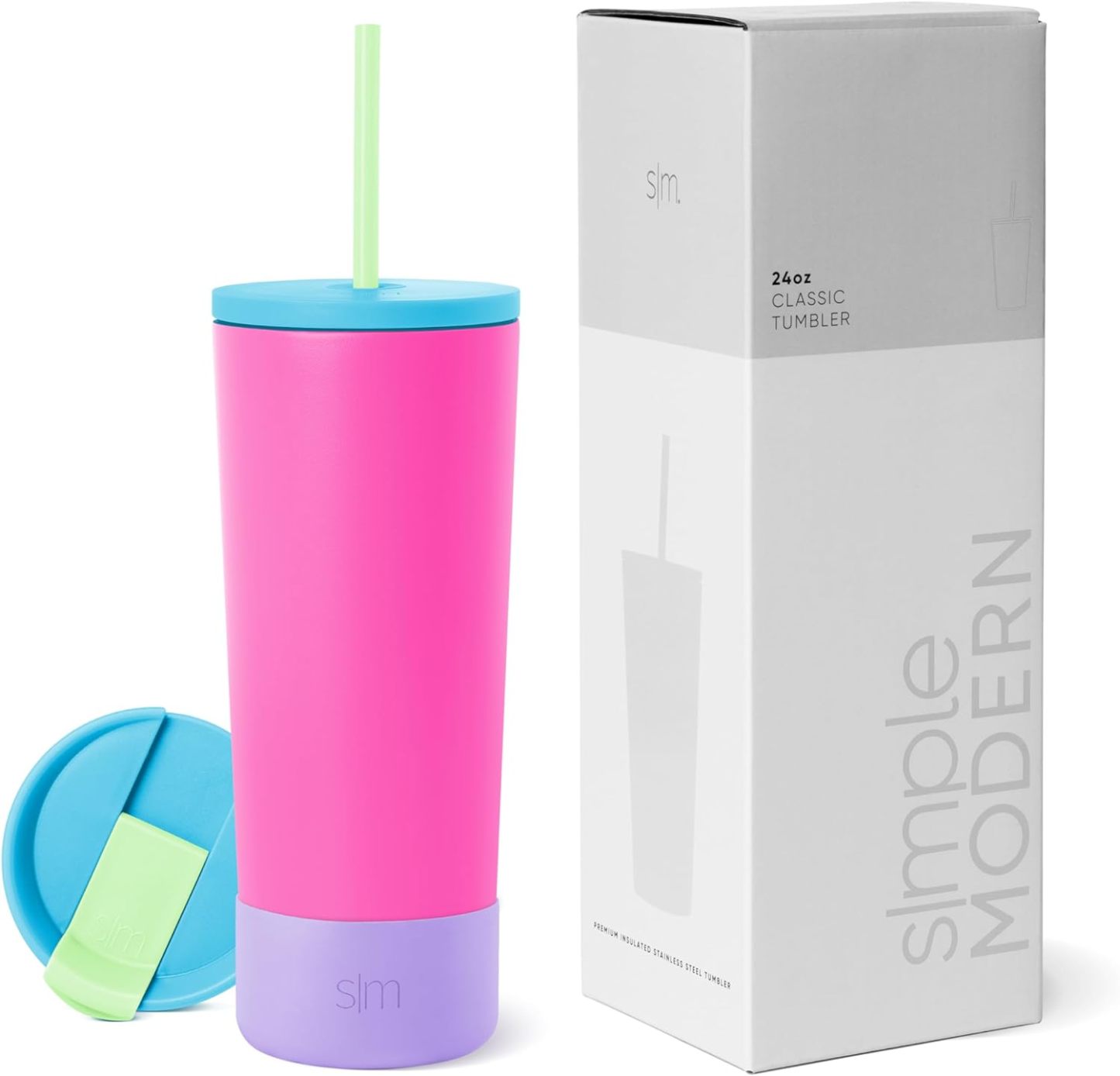 Simple Modern Insulated Tumbler with Lid and Straw | Iced Coffee Cup Reusable Stainless Steel Water Bottle Travel Mug | Gifts for Women Men Her Him | Classic Collection | 24oz | Retro Mint