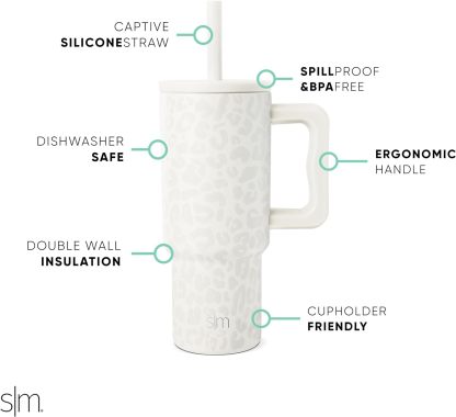 Simple Modern Kids 24 oz Tumbler with Handle and Silicone Straw Lid | Spill Proof and Leak Resistant | Reusable Stainless Steel Bottle | Gift for Kids Boys Girls | Trek Collection | 80s Mix