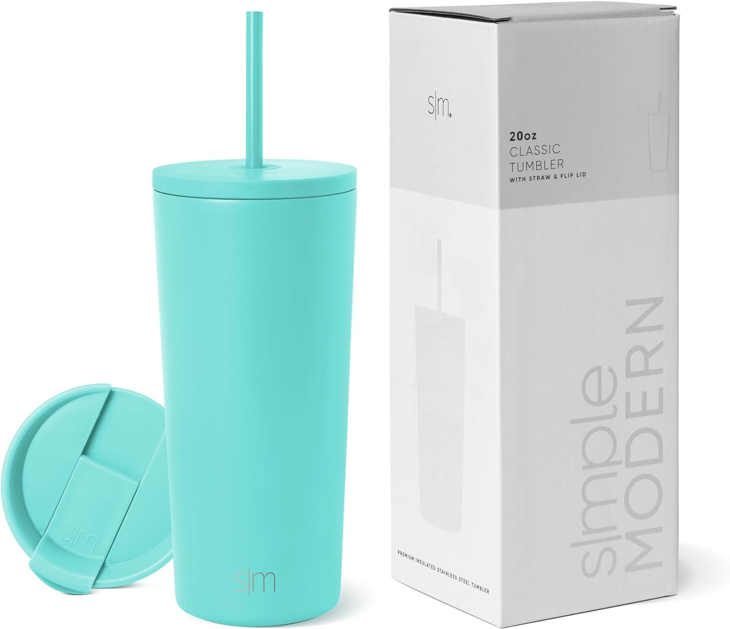 Simple Modern Insulated Tumbler with Lid and Straw | Iced Coffee Cup Reusable Stainless Steel Water Bottle Travel Mug | Gifts for Women Men Her Him | Classic Collection | 24oz | Retro Mint