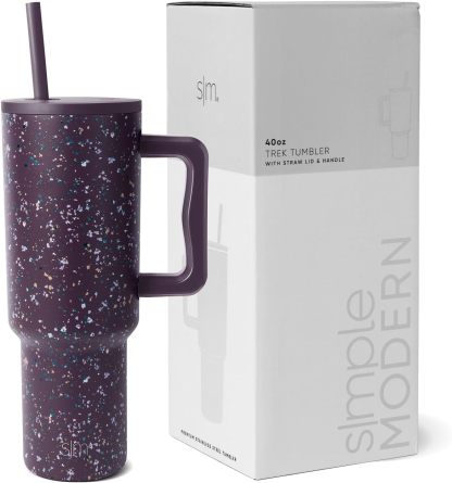 Simple Modern 40 oz Tumbler with Handle and Straw Lid | Insulated Cup Reusable Stainless Steel Water Bottle Travel Mug Cupholder Friendly | Gifts for Women Him Her | Trek Collection | Sea Glass Sage