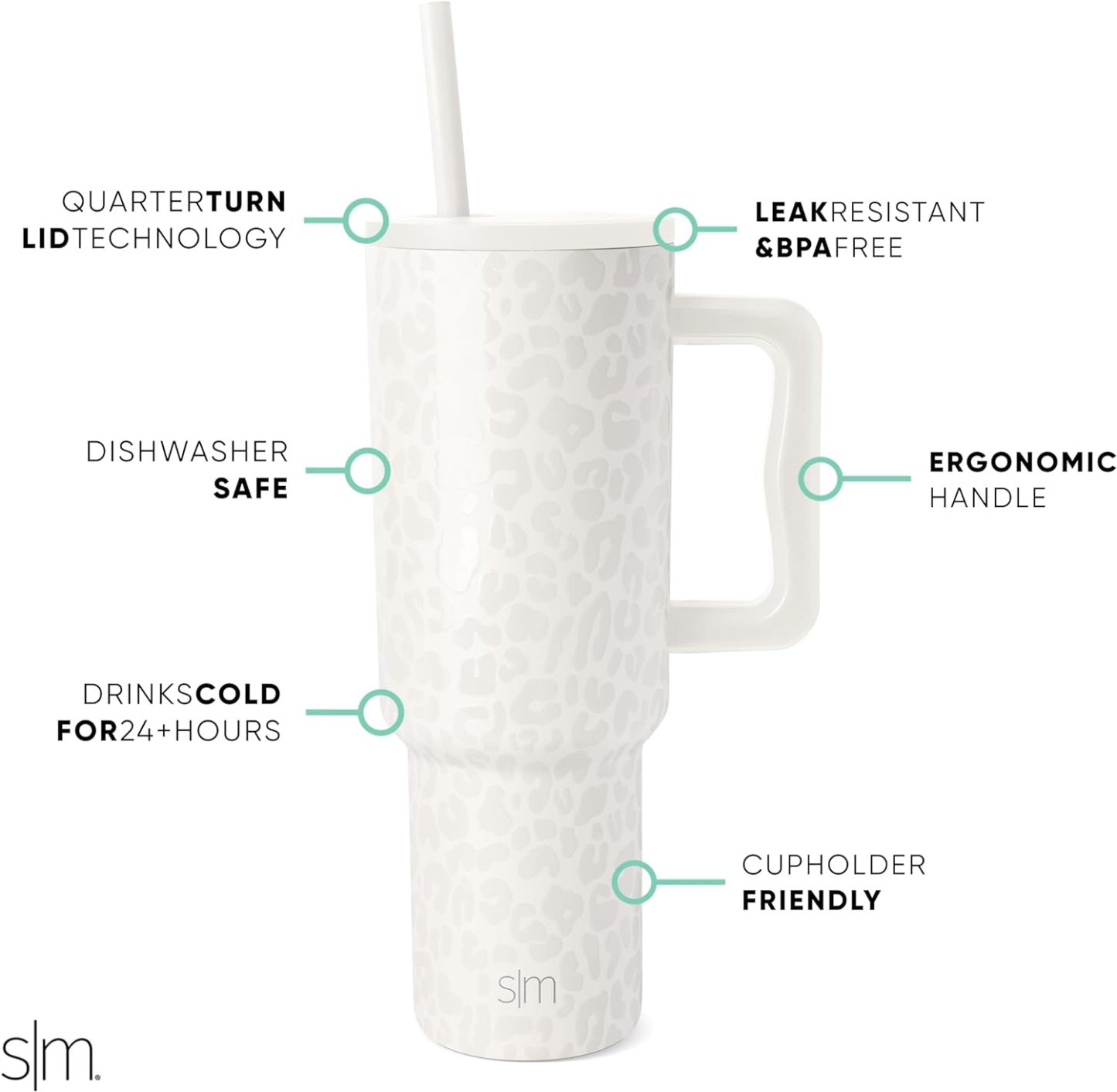 Simple Modern 40 oz Tumbler with Handle and Straw Lid | Insulated Cup Reusable Stainless Steel Water Bottle Travel Mug Cupholder Friendly | Gifts for Women Him Her | Trek Collection | Sea Glass Sage