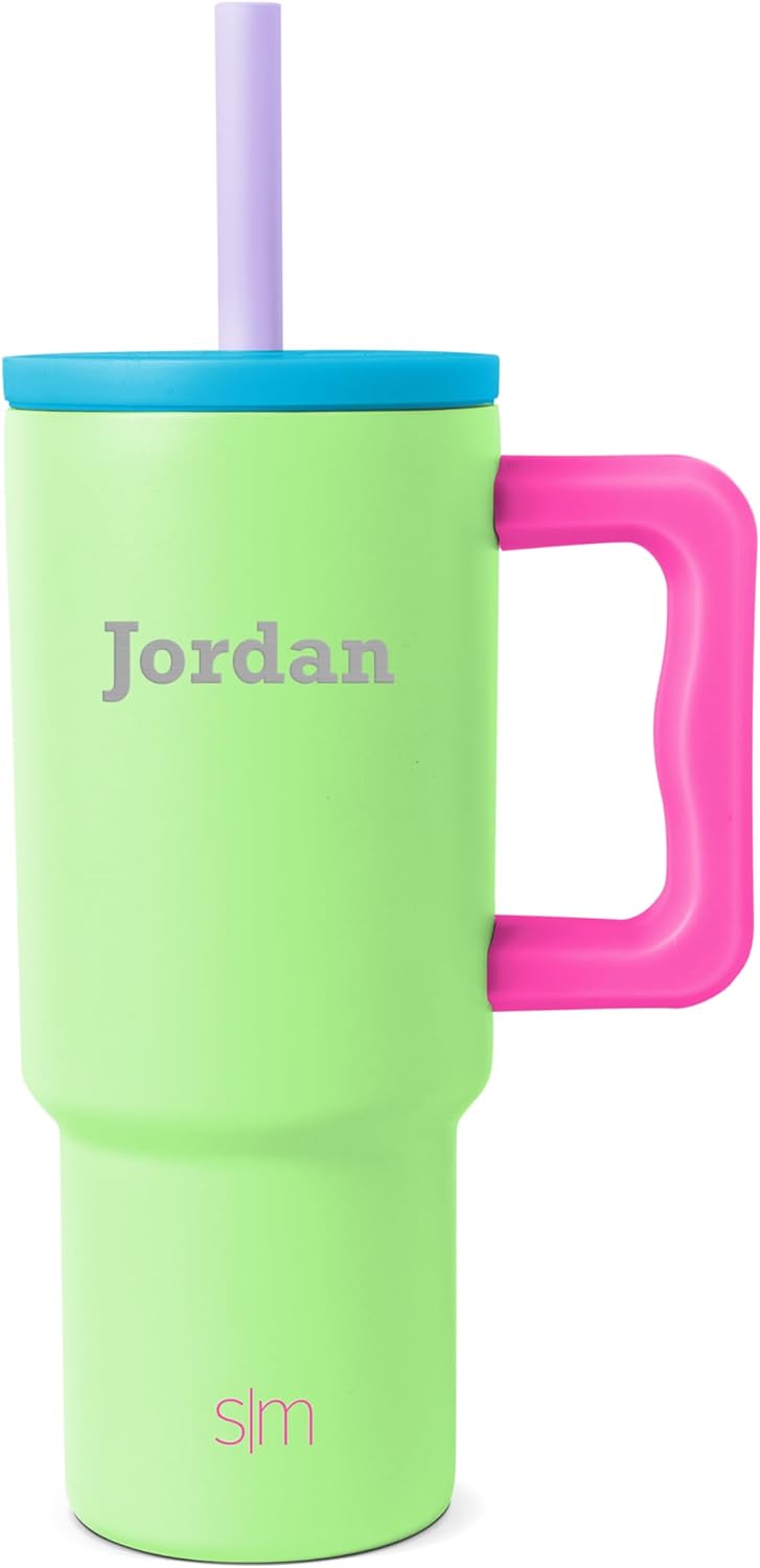 Simple Modern Kids 24 oz Tumbler with Handle and Silicone Straw Lid | Spill Proof and Leak Resistant | Reusable Stainless Steel Bottle | Gift for Kids Boys Girls | Trek Collection | 80s Mix