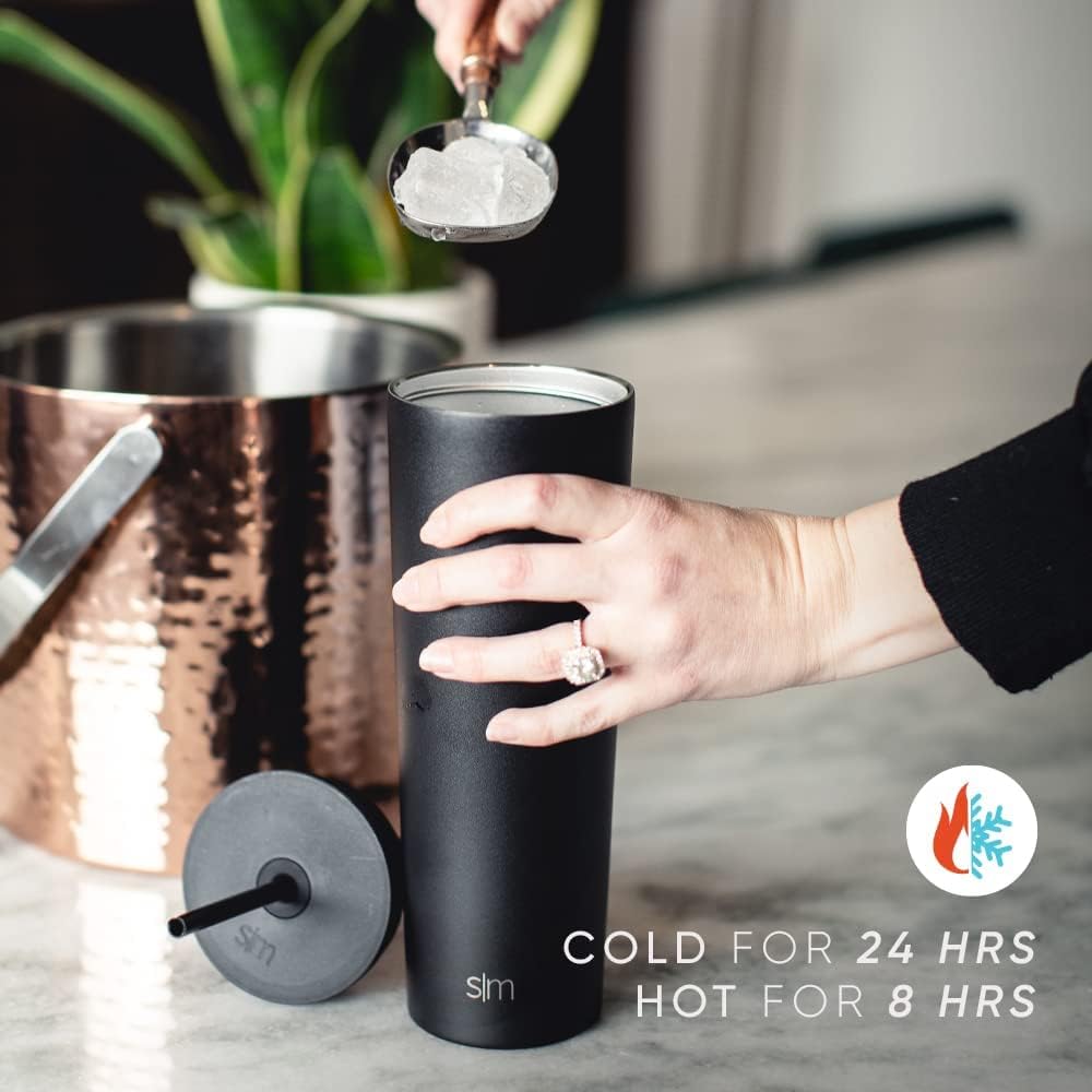 Simple Modern Insulated Tumbler with Lid and Straw | Iced Coffee Cup Reusable Stainless Steel Water Bottle Travel Mug | Gifts for Women Men Her Him | Classic Collection | 24oz | Retro Mint